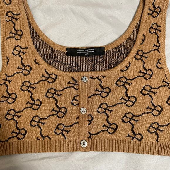 ROKH Logo Crop Tank Bra Top Size Large Brown Black - Picture 4 of 11